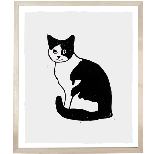 john derian Left Facing Cat 10 x 12" Linocut Print