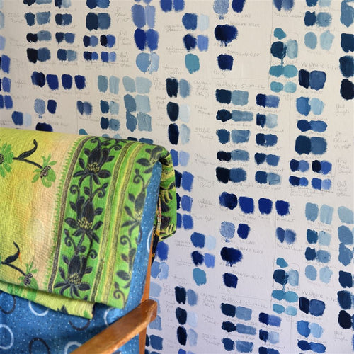 John Derian Mixed Tones Indigo Wallpaper