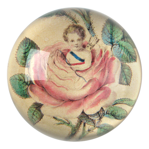 john derian Moss Rose & Cupid Dome Paperweight