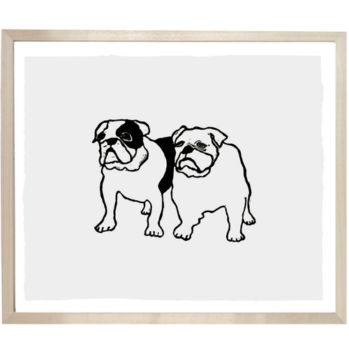 john derian Mr. & Mrs. Bulldog 10 x 12" Linocut Print