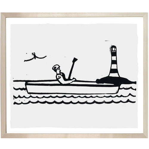 john derian Oarsman 10 x 12" Linocut Print