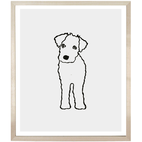 john derian Oh Really? Puppy 10 x 12" Linocut Print