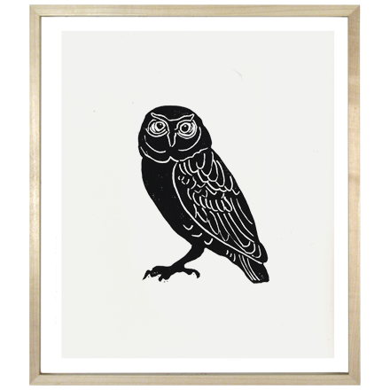 john derian Owl 1 10 x 12" Linocut Print
