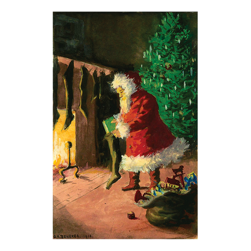 john derian Painted Santa Postcard (Pack of 10)