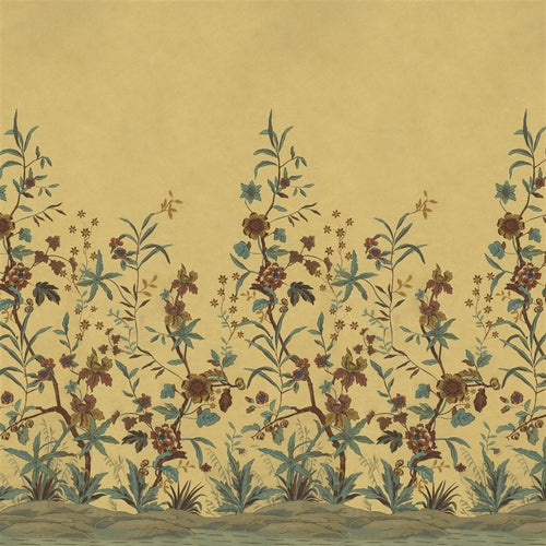 john derian Peacock Toile Scene 2 Sepia Wallpaper