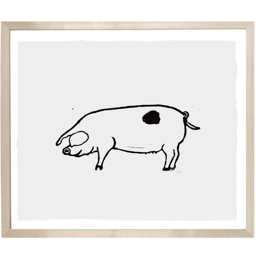 john derian Pig 2 10 x 12" Linocut Print