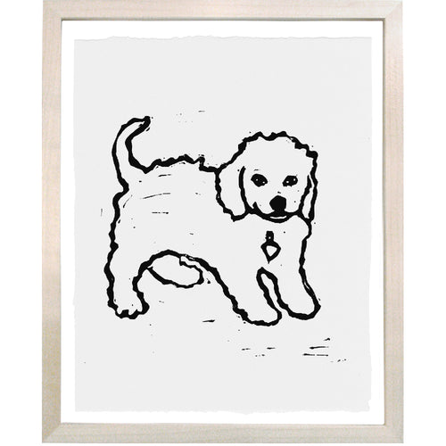john derian Playful Pooch 8 x 10" Linocut Print