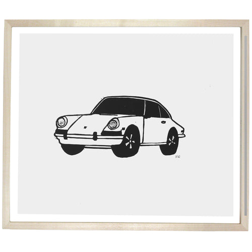 john derian Porsche 911 12 x 14" Linocut Print