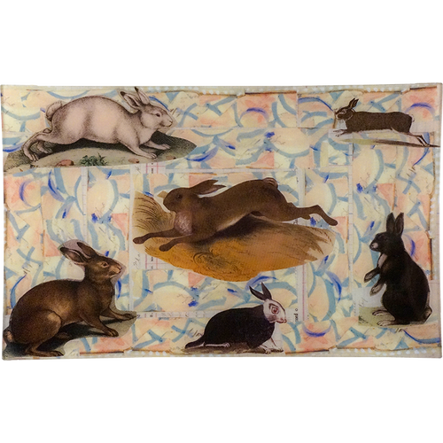 john derian Rabbits (Collage) 10 x 16" Rect. Tray