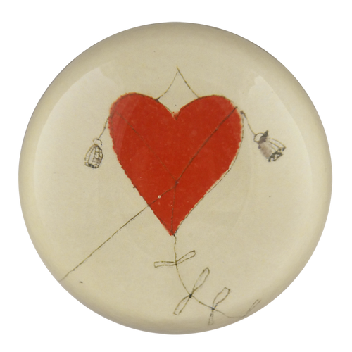 john derian Red Heart Kite Dome Paperweight