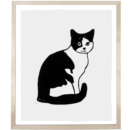 john derian Right Facing Cat 10 x 12" Linocut Print