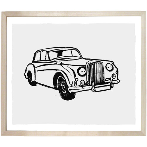 john derian Rolls Royce Car 10 x 12" Linocut Print