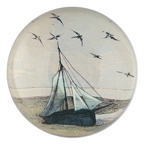 john derian Ship with Gulls Dome Paperweight