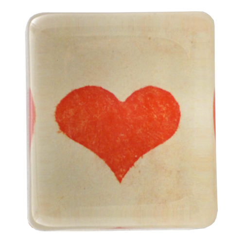 john derian Spotted Red Heart Rectangular Charm