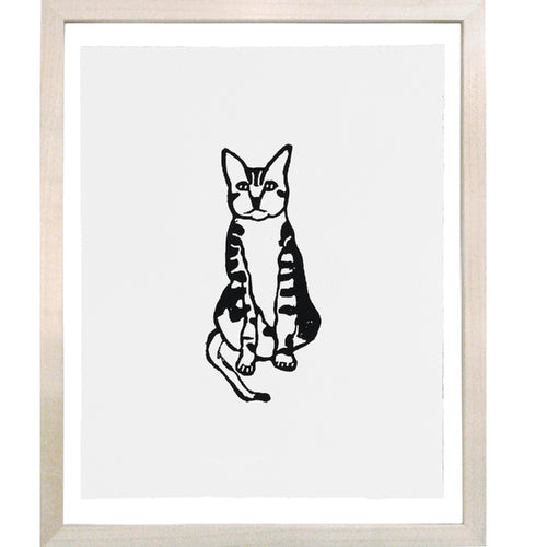 john derian Tabby Cat 8 x 10" Linocut Print