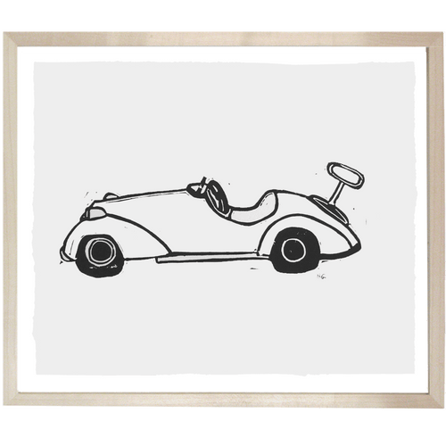 john derian Toy Car 10 x 12" Linocut Print
