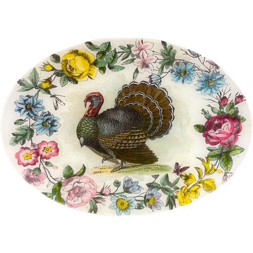 john derian Turkey & Flowers 13 x 18" Oval