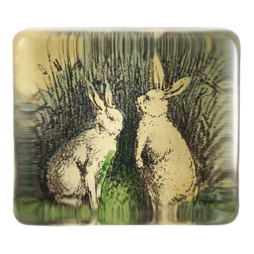 john derian Two Rabbits Rectangular Charm
