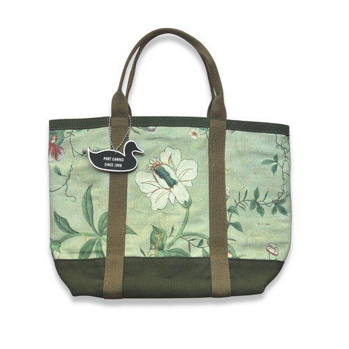 John Derian John Derian X Port Canvas Tote In Pierre Frey "Le Paravent Chinois" Small Fabric Tote In Green Canvas Tote Bags
