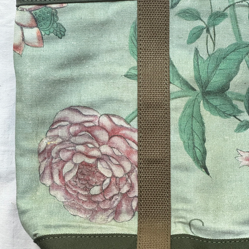 John Derian John Derian X Port Canvas Tote In Pierre Frey "Le Paravent Chinois" Small Fabric Tote In Green Canvas Tote Bags