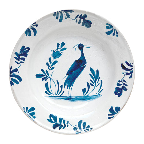john derian Lambeth Standing Heron Soup Plate Add to cart Details 8.7" Diameter x 1.4" Deep Glazed terracotta Made in Paris Care Dishwasher safe on a moderate wash cycle. Not microwave safe. Origin 18th-century delft plate This