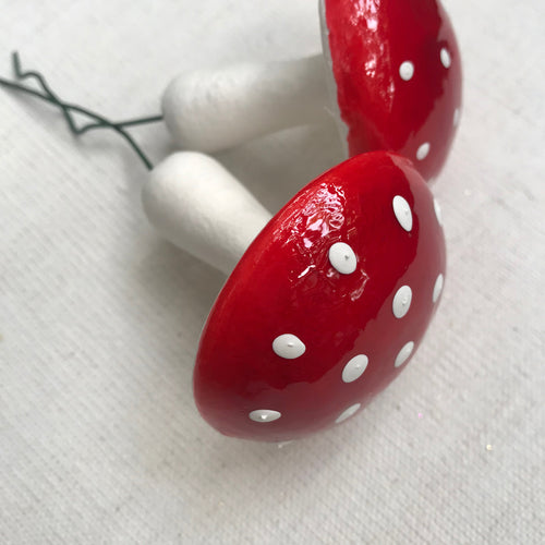 John Derian Large 2-Piece Nostalgic Cotton Mushroom Twist-Tie Ornament Set Add To Cart All Holiday Ornaments And Items Are Final Sale And Are Not Eligible For Return Or Exchange.  Details 2.25" W X  2.5" H  Set Of 2 Fastene
