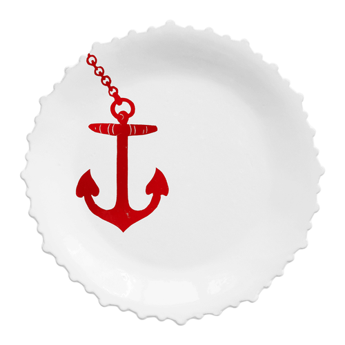 john derian Large Anchor Dinner Plate Add to cart Details 10.9" Diameter x 0.6" Deep Glazed terracotta Made in Paris Care Dishwasher safe on a moderate wash cycle. Not microwave safe. John Derian teamed up with Astier de Villatt