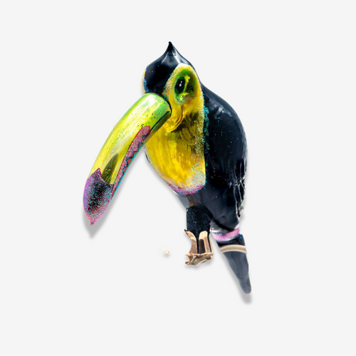 john derian Large Clip-on Toucan Ornament Add to cart All Holiday ornaments and items are final sale and are not eligible for return or exchange.  Crafted with care this toucan ornament features colorful details of this tropica