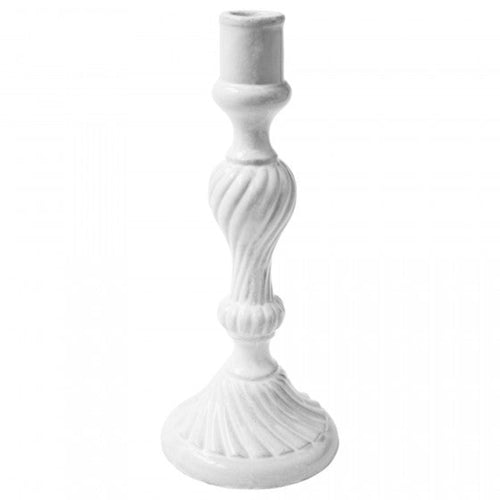 john derian Large Peggy Candlestick Add to cart Grand Chandelier 4." Length x 4.3" Width x 11" Height Black Terra Cotta with White Enameled Glaze Each item will feature unique variations Limited availability  Made in Paris Care