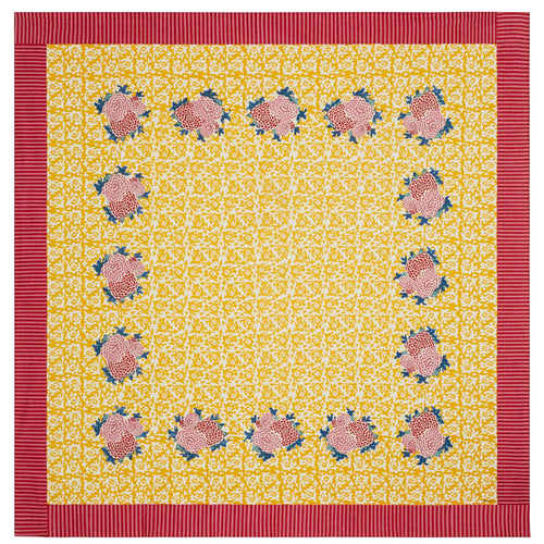 john derian Lisa Corti Cotton Cloth in Arabesque Corolla Gold 250 x 270cm 98" x 106" Tablecloth