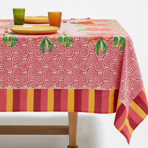 John Derian Lisa Corti Panel In Camelia Magenta Pink 140 X 240cm 55" X 94" Tablecloth