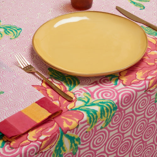 John Derian Lisa Corti Panel In Camelia Magenta Pink 140 X 240cm 55" X 94" Tablecloth