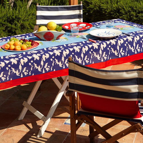 John Derian Lisa Corti Panel In Minervetta Pot Blue Sky 140 X 240cm 55" X 94" Tablecloth