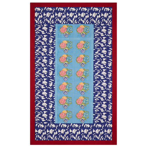john derian Lisa Corti Panel in Minervetta Pot Blue Sky 140 x 240cm 55" x 94" Tablecloth