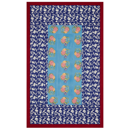 john derian Lisa Corti X La Minervetta Blue Pot Sky Cotton Panel 180 x 270cm 71" x 106" Tablecloth