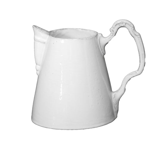john derian Louis XV Medium Pitcher Add to cart Pichet 5.1" Length x 5.1" Width x 6.7" Height Black Terra Cotta with White Enameled Glaze Each item will feature unique variations Made in Paris Care Dishwasher safe on a moderate