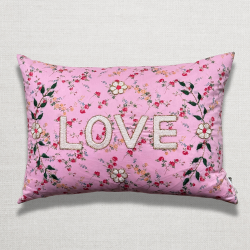 john derian "Love" Embroidered Cushion (CS 09-02) Add to cart The "Love" embroidered pillow by CSAO features a charming floral print motif hand-embroidered lettering and flowers showcasing West African craftsmanship. Notably eac