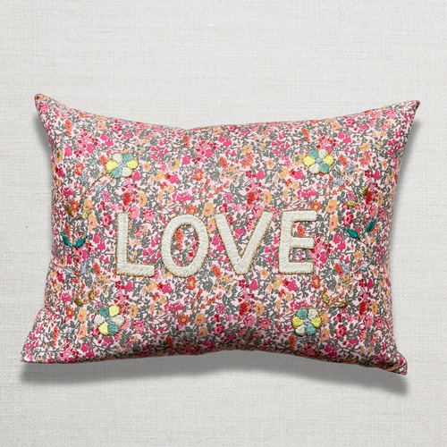 john derian "Love" Embroidered Cushion (CS 09-06) Add to cart The "Love" embroidered pillow by CSAO features a charming floral print motif hand-embroidered lettering and flowers showcasing West African craftsmanship. Notably eac