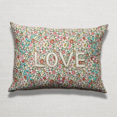 john derian "Love" Embroidered Cushion (CS 09-07) Add to cart The "Love" embroidered pillow by CSAO features a charming floral print motif hand-embroidered lettering and flowers showcasing West African craftsmanship. Notably eac