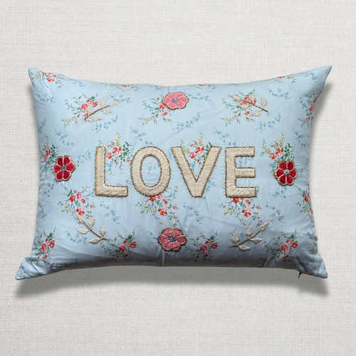 john derian "Love" Embroidered Cushion (CS 09-09) Add to cart The "Love" embroidered pillow by CSAO features a charming floral print motif hand-embroidered lettering and flowers showcasing West African craftsmanship. Notably eac