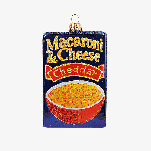 john derian Macaroni & Cheese Box Ornament Add to cart All Holiday ornaments and items are final sale and are not eligible for return or exchange.  Details 3.6" H Glass Handblown in Poland Please note all ornaments and holida