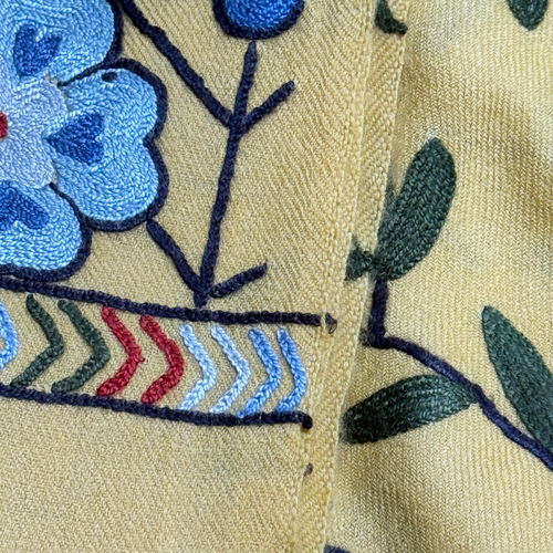 John Derian Madeline Weinrib X Kashmir Loom Wool Shawl In Jasmine Add To Cart Details 27" × 78" 100% Wool Made In India Care Dry Clean Only The Madeline Weinrib X Kashmir Loom Wool Shawls Combine Two Worlds Of Expertise: Madeli