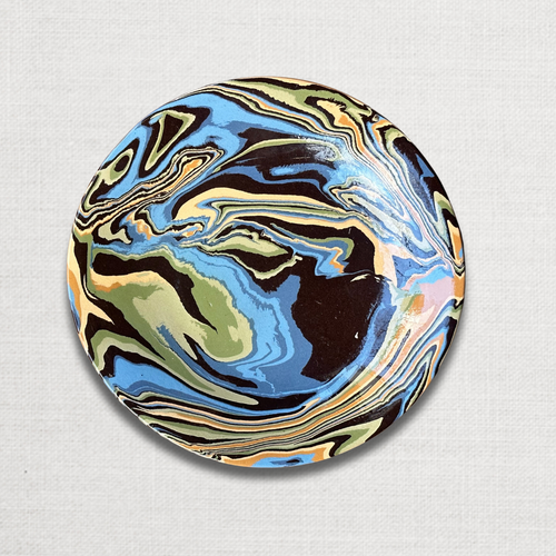 john derian Marbled Small Plate in Papeete (PP 05) Add to cart This hand crafted small side plate by Sylvie Saint-Andre Perrin is expertly made with intricate swirls in hues of light blue blue dark blue yellow ochre yellow light
