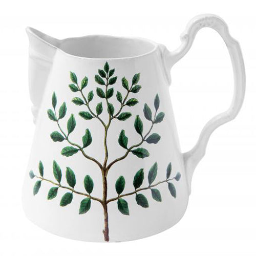 john derian Medium Indigofera Colutea Pitcher Add to cart Details8.1" L x 6.5" W x 7.5" H Glazed terracotta Made in Paris Care Dishwasher safe on a moderate wash cycle. Not microwave safe.  John Derian teamed up with Astier d