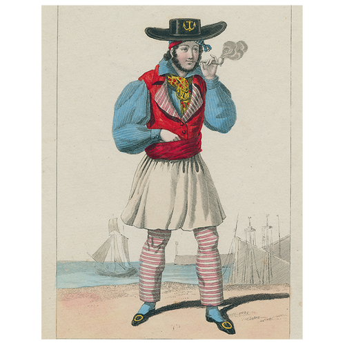 john derian Merry Man Sailor Smoking (p 53) 11" x 14" Rect. Tray