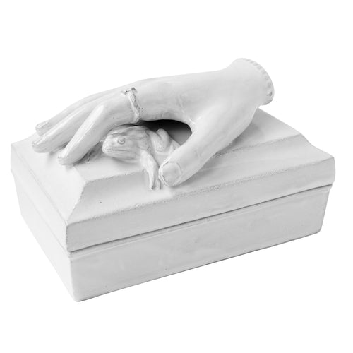 john derian Mon Prince Box Add to cart Details 7.9" length x 5.1" width x 4.9" height Black Terra Cotta with White Enameled Glaze Each item will feature unique variations Made in Paris Care Dishwasher safe on a moderate wash