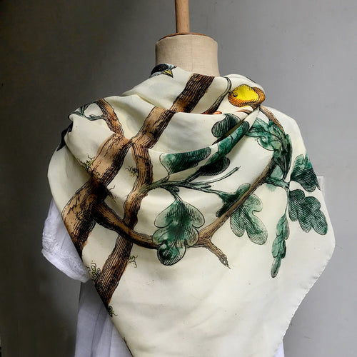 John Derian Mountain Titmouse Silk Scarf Add To Cart Details 38" X 38" 100% Silk Crepe De Chine Made In Italy Care Dry Clean Only   Pulled from The Pages Of John Derian's