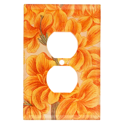 john derian N. 646 Snowflakes Orange Outlet Plate Cover