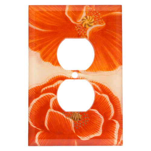 john derian N. 789 Red Edge Poppy Outlet Plate Cover
