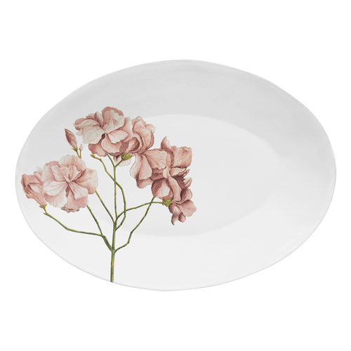 john derian Nerium Oleander Oval Platter Add to cart Details 16.1" L x 11.8" W x 1.2" Deep Glazed terracotta Made in Paris Care Dishwasher safe on a moderate wash cycle. Not microwave safe. John Derian teamed up with Astier de V